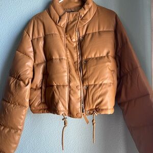 Women's Tan Puffer Jacket